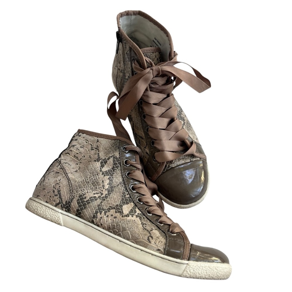 Mix No. 6 Women’s 6 Brown Tan Snakeskin Brescia High Top Casual Lace Up Sneakers